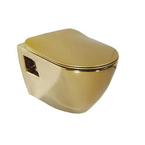 Bồn cầu treo tường két nước âm tường mạ vàng Miken MKB-0812G (Đặt hàng 10-15 ngày- Giá bao gồm nút nhấn xả và két nước âm tường)