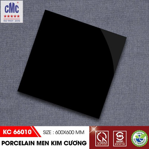 Gạch lát nền caro đen trắng siêu bóng 60x60 CMC KC 66010