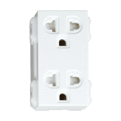 Ổ cắm đôi 3 chấu có màn che – Wide series