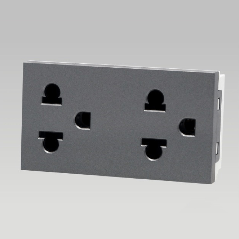 Hạt ổ cắm 6 chấu, nhôm vân xước DoBo – A66-88620