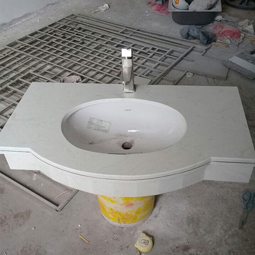 Bộ bàn đá 2 tầng chậu rửa lavabo đá tự nhiên màu sọc dưa vân gỗ HM-8616VG - Image 4