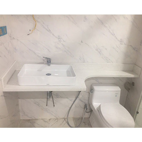 Bộ bàn đá 2 tầng chậu rửa lavabo đá tự nhiên màu sọc dưa vân gỗ HM-8616VG - Image 5
