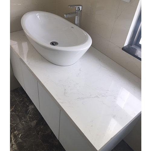 Bộ bàn đá 2 tầng chậu rửa lavabo đá tự nhiên màu vân mây đen trắng HM-8615B - Image 5