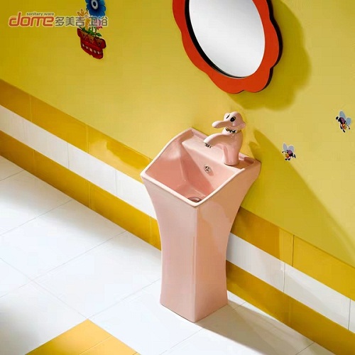 Bộ chậu vòi lavabo trẻ em mẫu giáo màu trắng Miken MKV-0931W - Image 3
