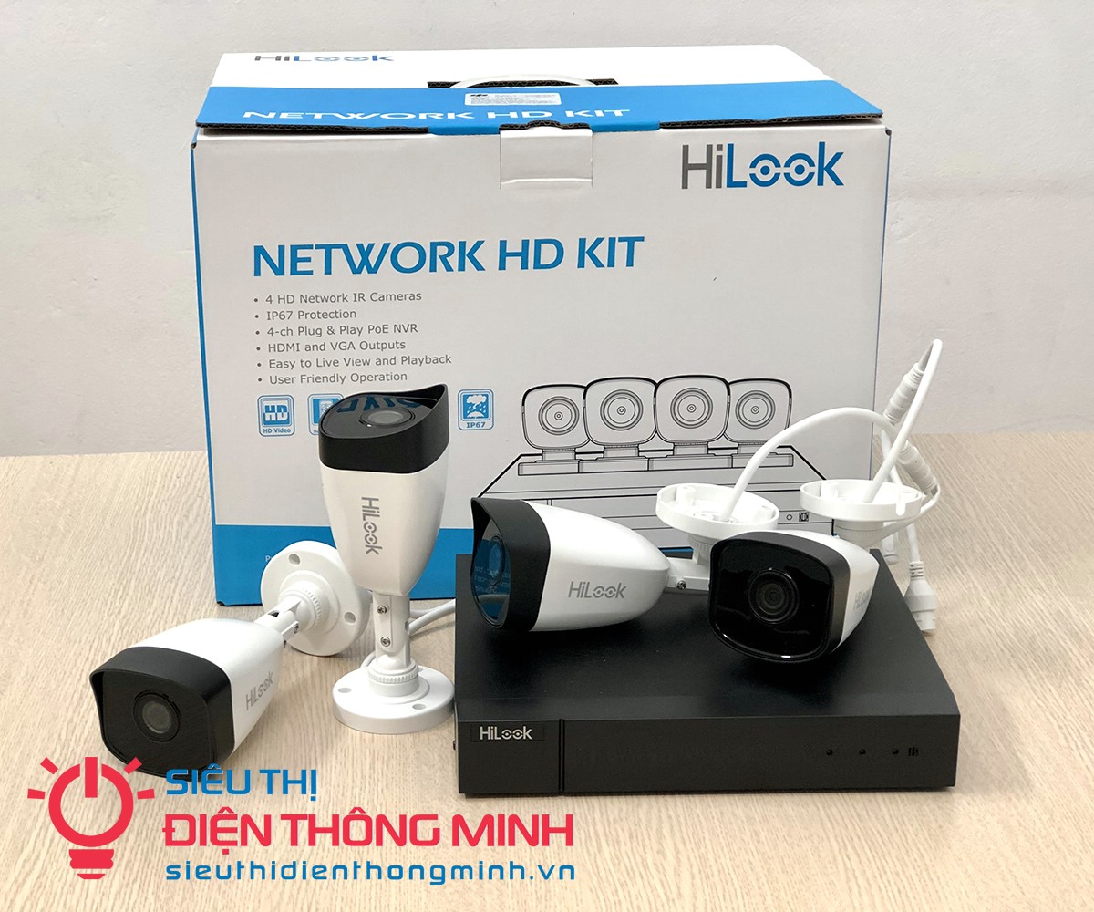 Bộ KIT Camera HiLook Hikvision IK-4042BH-MH/P (NVR 4 cổng PoE + 4 camera IP thân 2MP) - 3