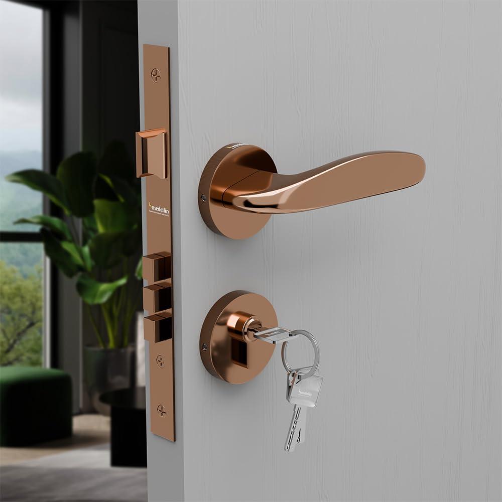Bộ tay nắm khóa cửa màu vàng hồng Rose gold Miken YJ206-RG - Image 4