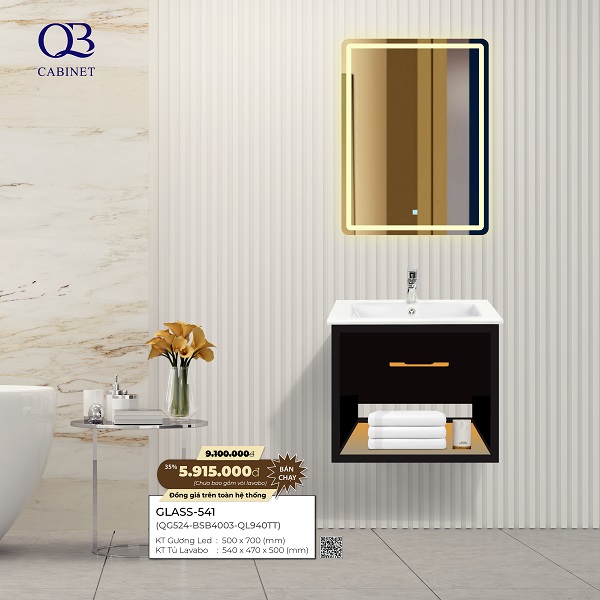 Bộ tủ Cabinet thủy tinh kháng khuẩn Basic GLASS-544TG - Image 3