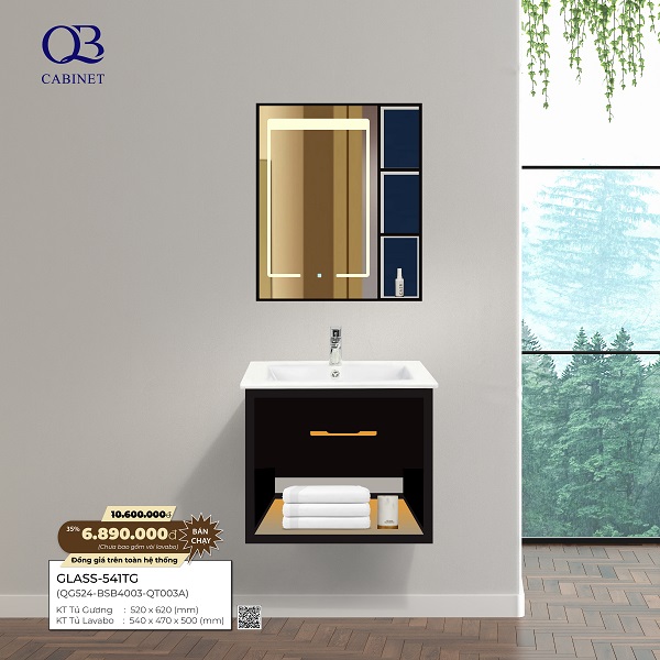Bộ tủ Cabinet thủy tinh kháng khuẩn Basic GLASS-801 - Image 5