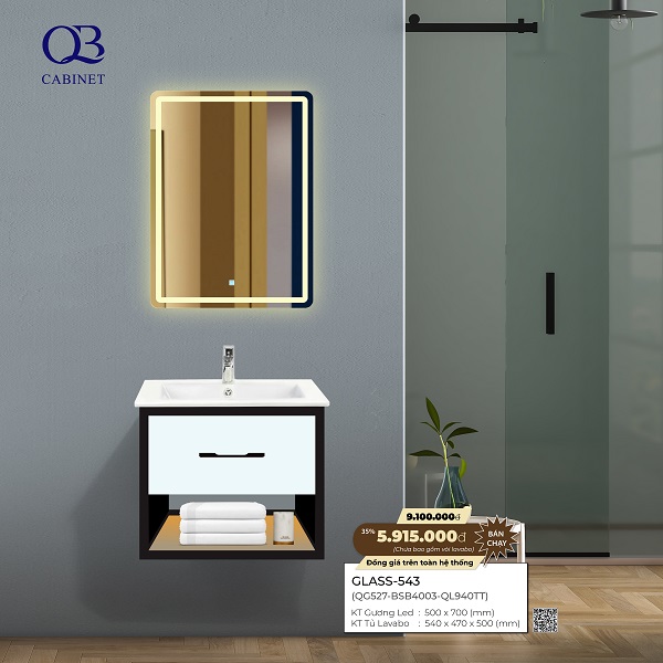Bộ tủ Cabinet thủy tinh kháng khuẩn Basic GLASS-801 - Image 6