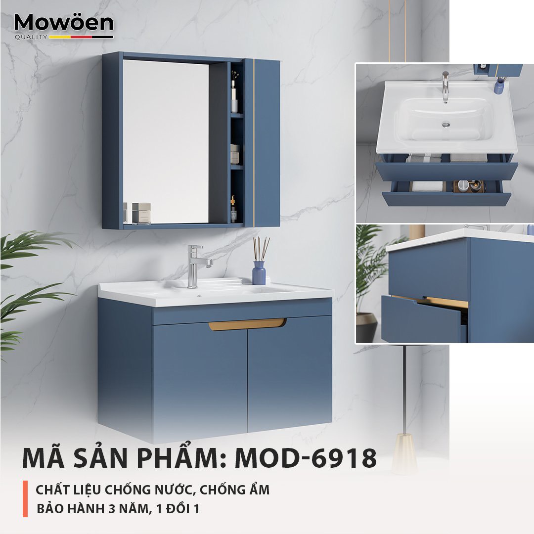 Bộ tủ chậu cao cấp đèn LED Mowoen MW6637-80 (800x505x545mm) - Image 6