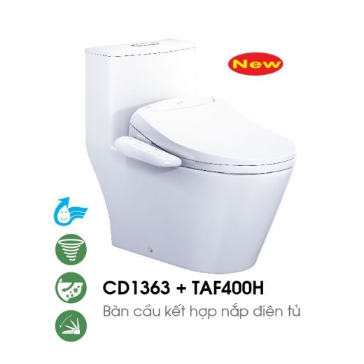 Bồn cầu 2 khối kết hợp nắp điện tử Caesar CD1341-TAF710H - Image 3