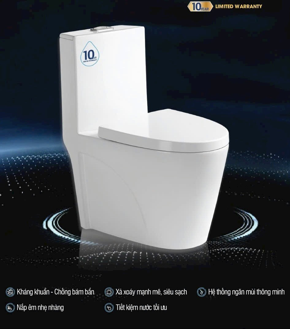 Bồn cầu quả trứng màu đen Black liền khối két liền GDKES GK-9012BL - Image 5