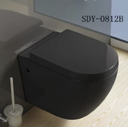 Bồn cầu treo tường mầu đen HM-0812B (Chưa bao gồm két nước âm tường và nút nhấn xả)