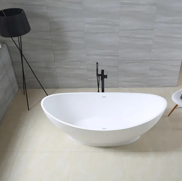 Bồn tắm đá nhân tạo marble nghệ thuật màu đen AL-BS8623 (có vòi -Đặt hàng 7-25 ngày) - Image 4