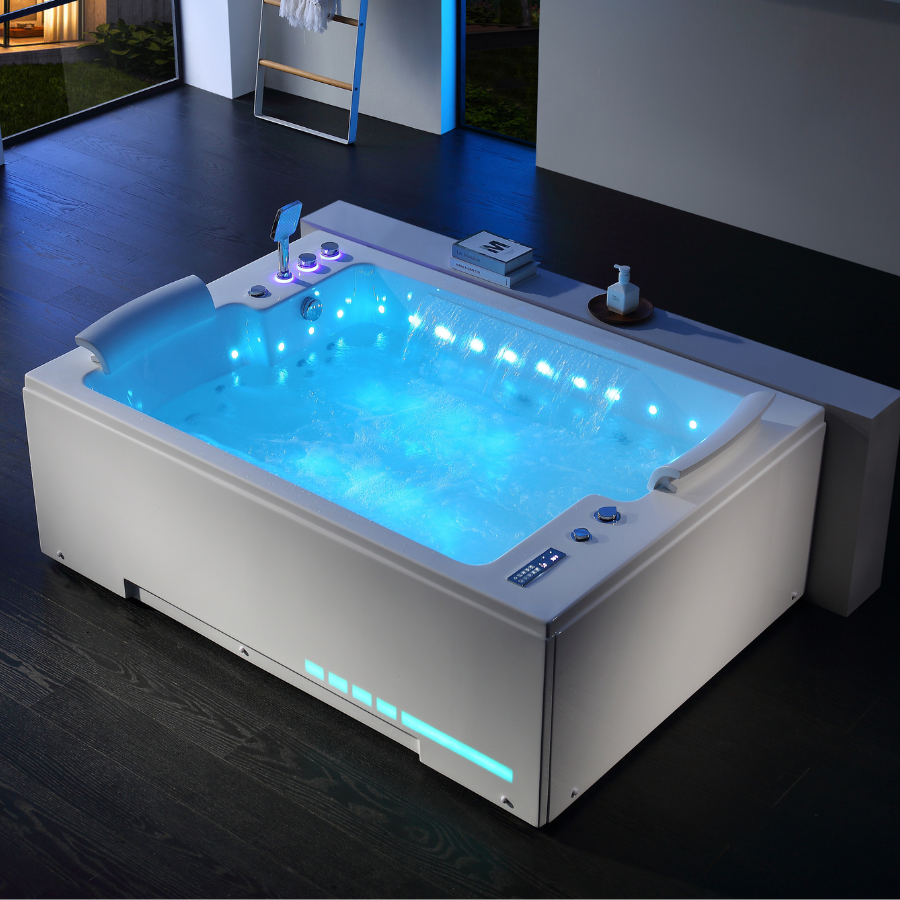Bồn tắm góc đôi massage Nofer NG-5505P (Ngọc trai-sục khí-1500x1500x580mm) - Image 4