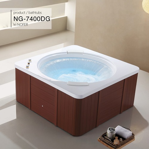 Bồn tắm góc massage Nofer NG-5503P (ngọc trai-sục khí-1300x1300x580mm) - Image 3
