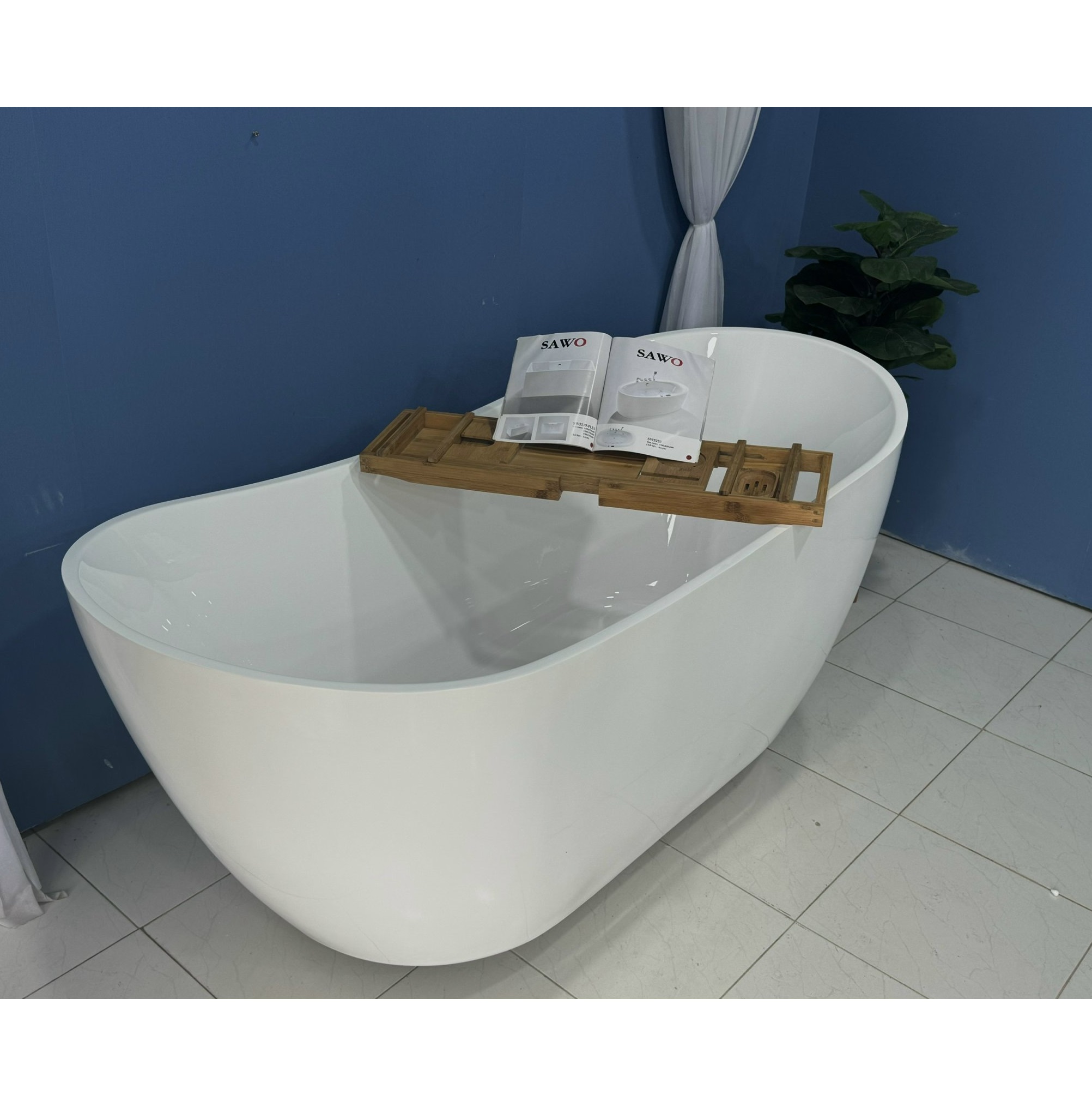 Bồn tắm massage đặt sàn hình elip SAWO SW4816 (Acrylic-1605x780x590mm) - Image 6