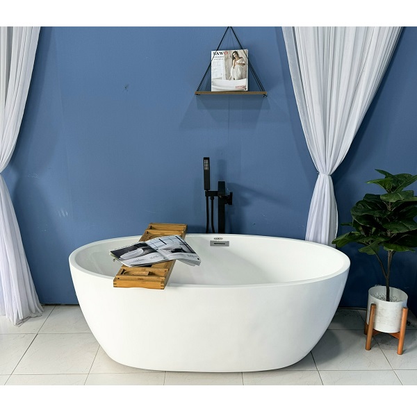 Bồn tắm massage đặt sàn hình Oval cạnh thẳng có sủi khí SAWO SW5817MB (Acrylic-1709x820x600mm) - Image 3