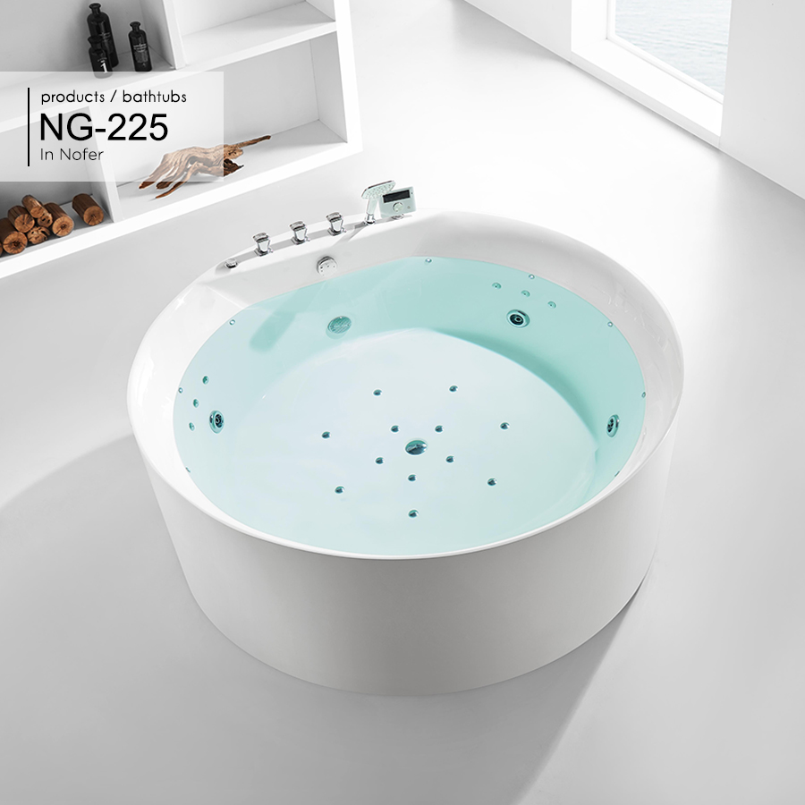 Bồn tắm nằm đặt sàn Nofer NG-1833 PLUS sủi bọt khí AIR + LIGHT (Acrylic-1600*800*600 mm) - Image 6