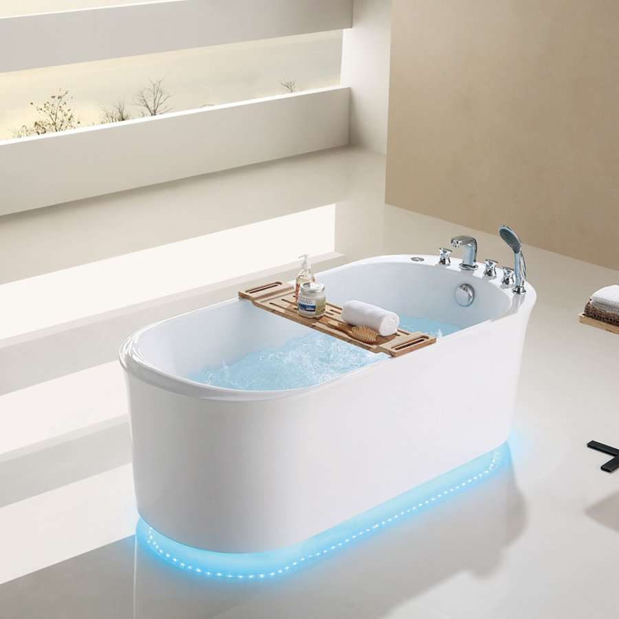 Bồn tắm nằm đặt sàn Nofer NG-61112A (Acrylic-1600*750*600mm) - Image 4