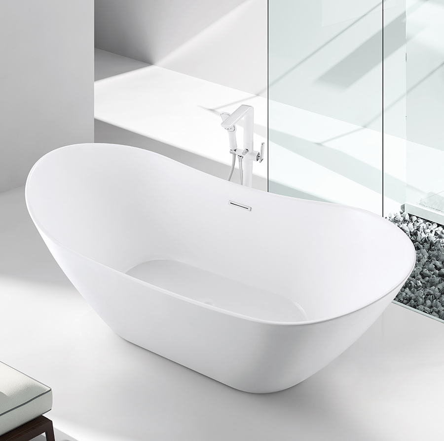 Bồn tắm nằm đặt sàn Nofer NL-610B (Acrylic-1700*750*690mm) - Image 5