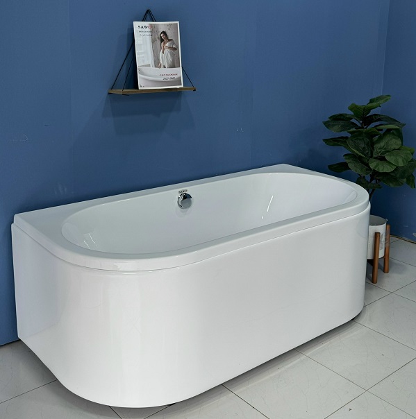 Bồn tắm ngâm đặt sàn hình oval cạnh thẳng SAWO SW5716 (Acrylic-1570x770x600mm) - Image 3