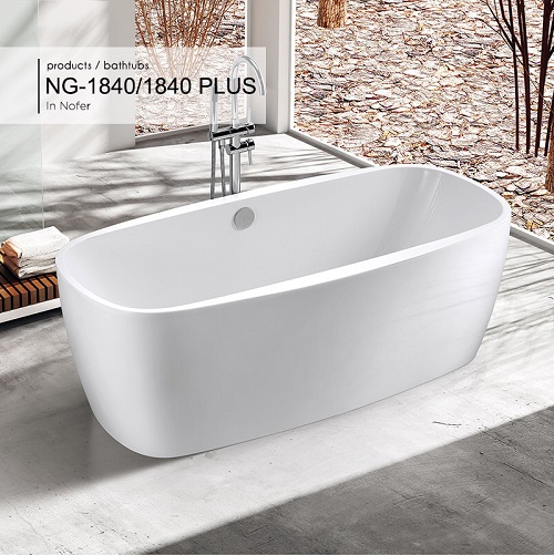 Bồn tắm ngâm đặt sàn Nofer NG-1859 (1750x740x600 mm) - Image 4