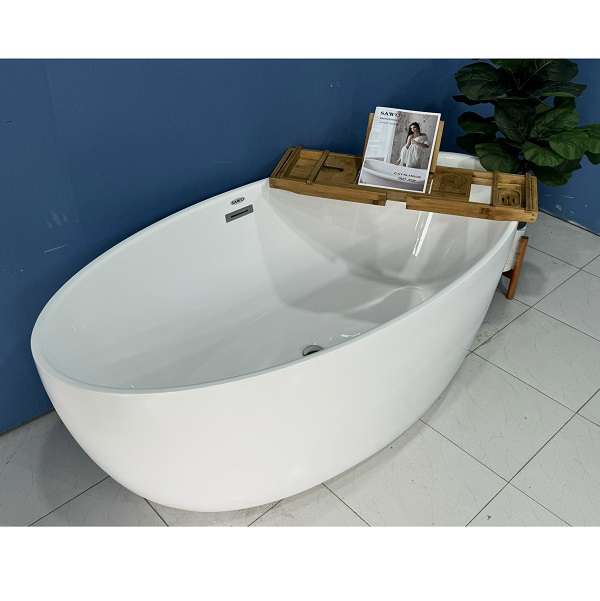 Bồn tắm ngâm đặt sàn Oval cạnh cong SAWO SW5716-CC (Acrylic-1600x800x600mm)