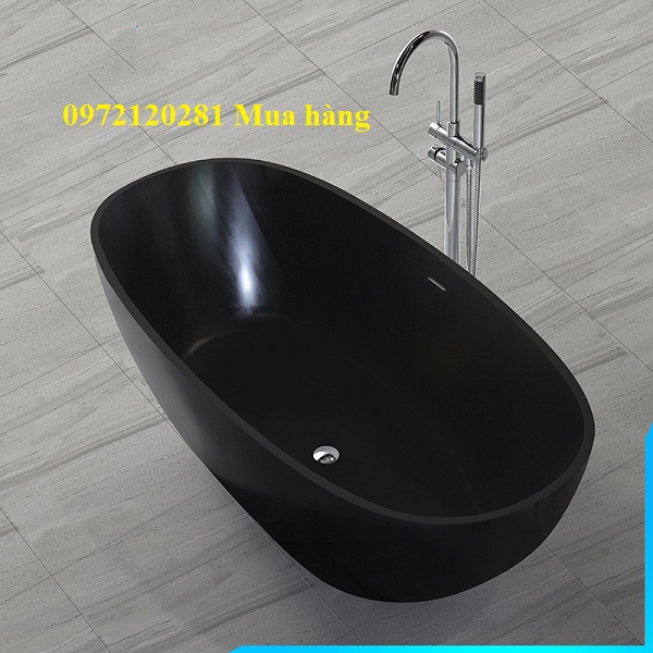 Bồn tắm nghệ thuật màu đen đá nhân tạo Miken MKB-1885 (1800x850x620 mm - Đặt hàng 7-15 ngày)