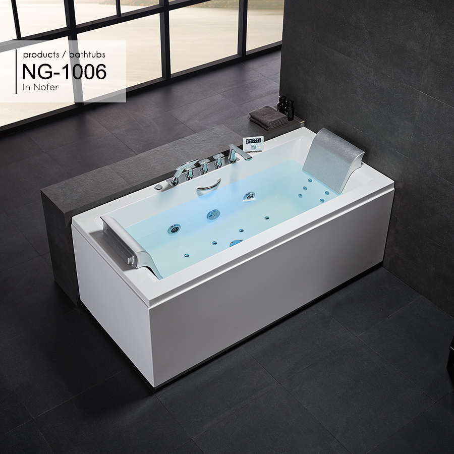 Bồn tắm ngọc trai massage Nofer NG-1823P (1700x800x650) - Image 4