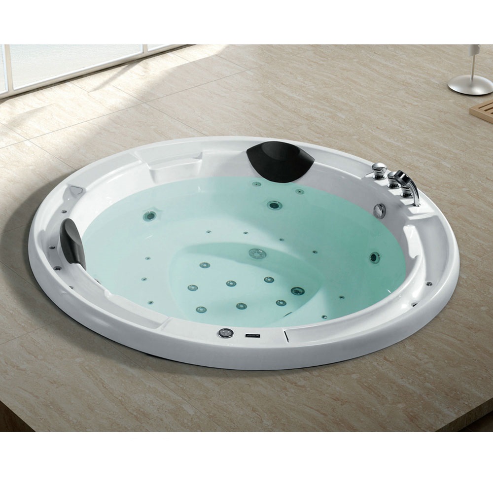 Bồn tắm xây massage sục khí đèn led đổi màu GEMY G9263 (Sục massage, Sục khí, đèn led-2080x2080x850mm)