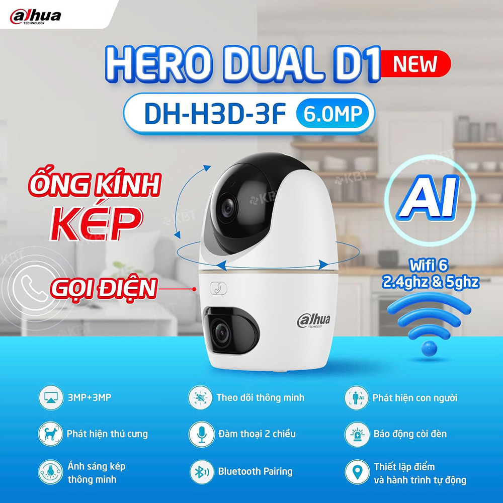 Camera DAHUA DH-H3D-3F (Quay quét wifi 2 mắt x 3MP) - 3