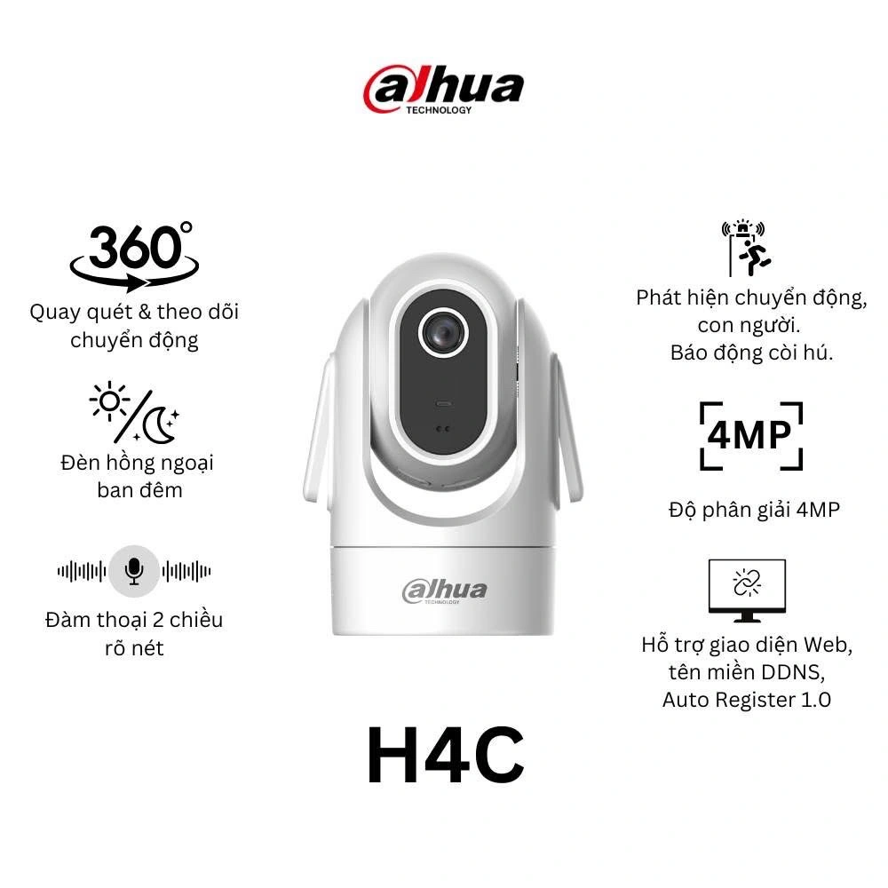 Camera DAHUA DH-H4C (Wifi 4MP, quay quét, loa mic đàm thoại) - 3