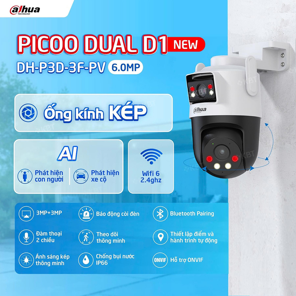 Camera DAHUA DH-P3D-3F-PV (Wifi quay quét 2 mắt x 3MP, báo động) - 3