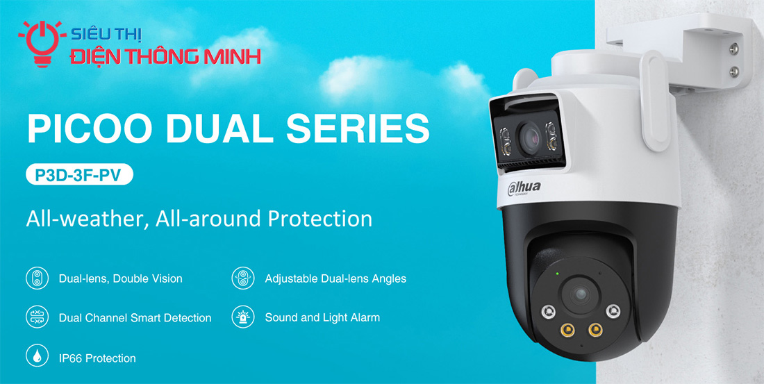 Camera DAHUA DH-P3D-3F-PV (Wifi quay quét 2 mắt x 3MP, báo động) - 5