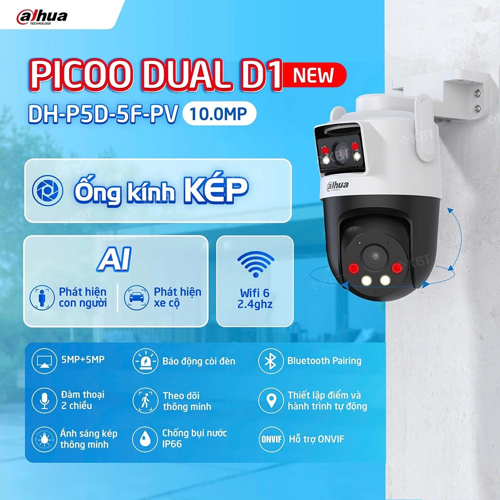 Camera DAHUA DH-P5D-5F-PV (Wifi quay quét 2 mắt x 5MP, báo động) - 3