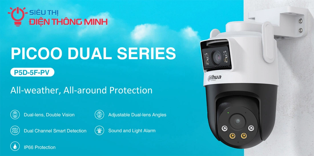 Camera DAHUA DH-P5D-5F-PV (Wifi quay quét 2 mắt x 5MP, báo động) - 5
