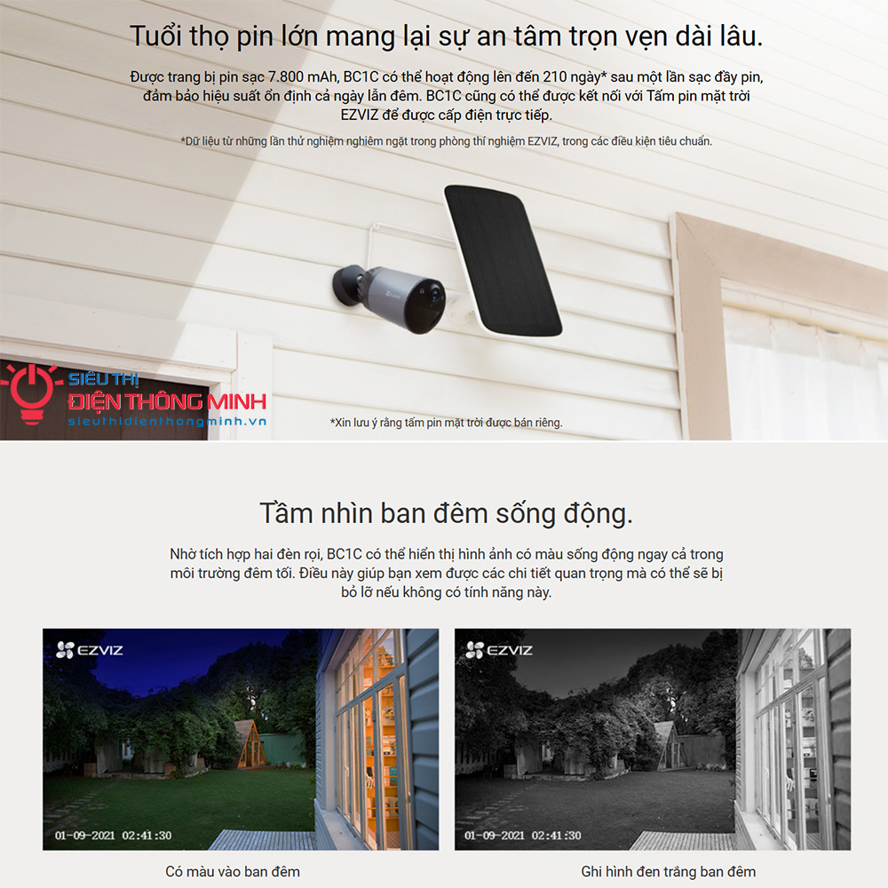 Camera EZVIZ BC1C eLife (Wifi 2MP, PIN 7800mAh) - 3