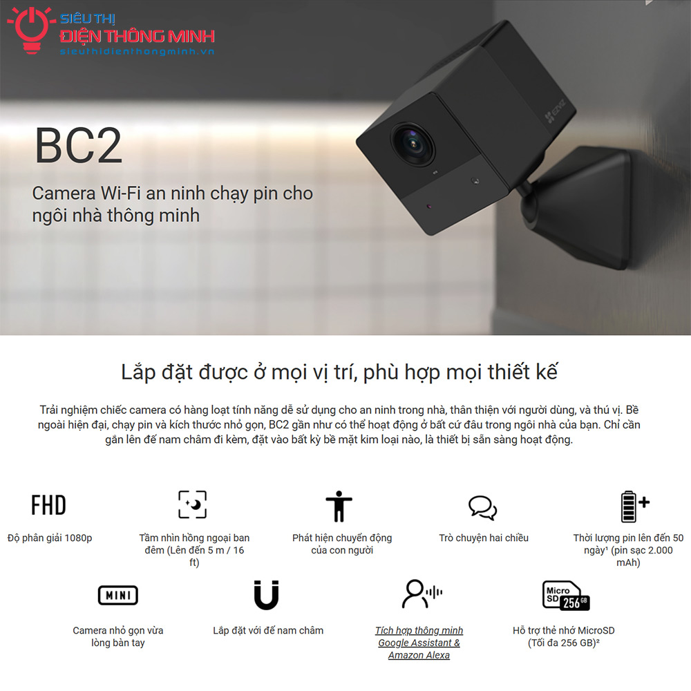 Camera EZVIZ BC2 (Wifi 2MP, PIN 2000mAh) - 3