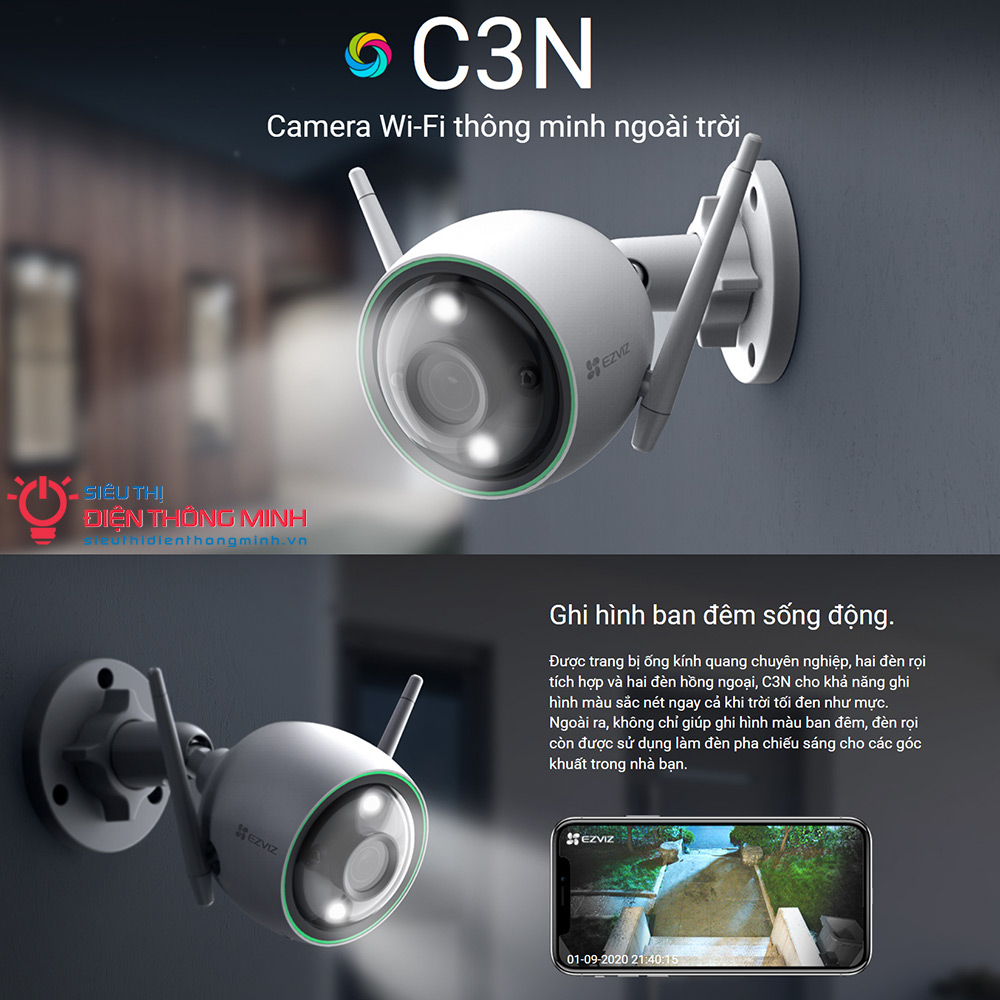 Camera EZVIZ C3N (Wifi Thân 2MP, đêm có màu) - 2