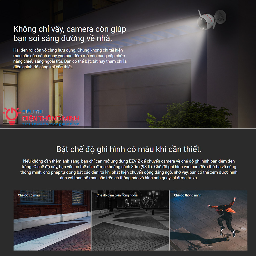 Camera EZVIZ C3W Pro (4MP) (Wifi Thân 4MP, đêm có màu) - 4