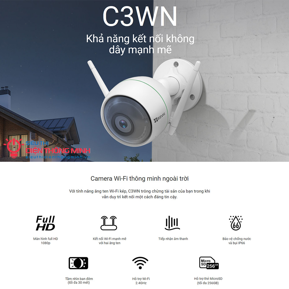 Camera EZVIZ C3WN (Wifi Thân 2MP) - 2