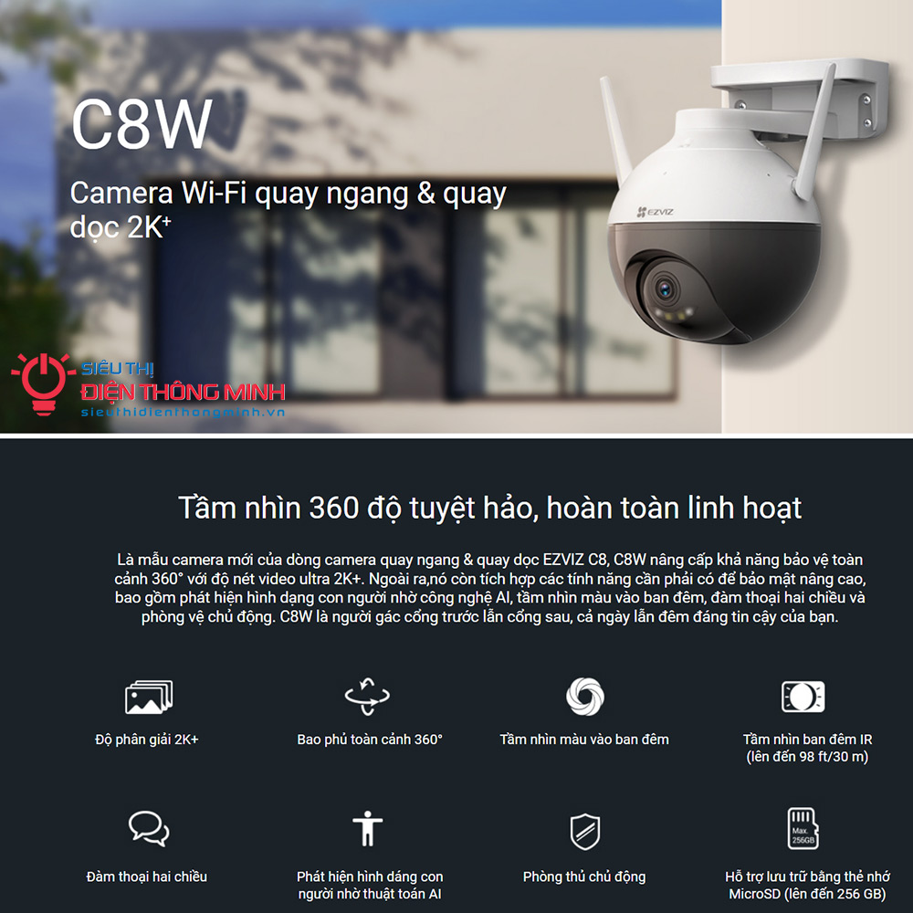 Camera EZVIZ C8W (Wifi quay quét 4MP) - 4
