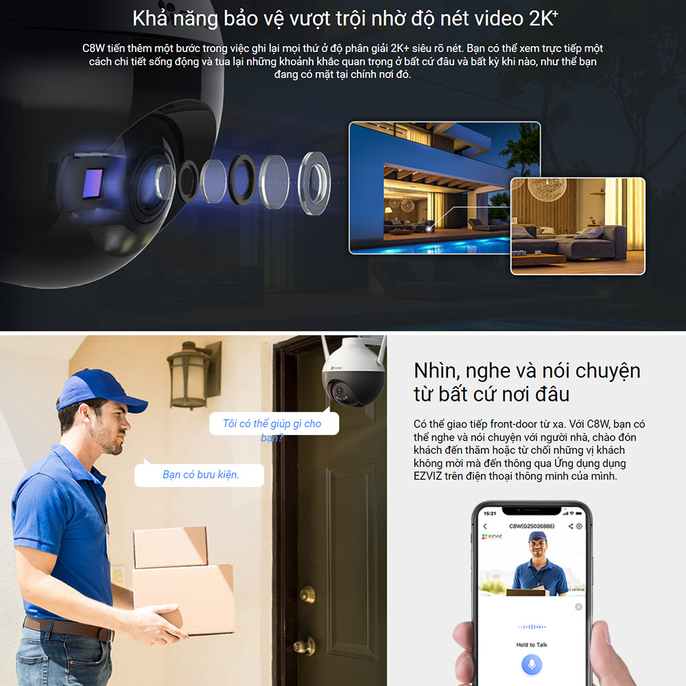 Camera EZVIZ C8W (Wifi quay quét 4MP) - 5