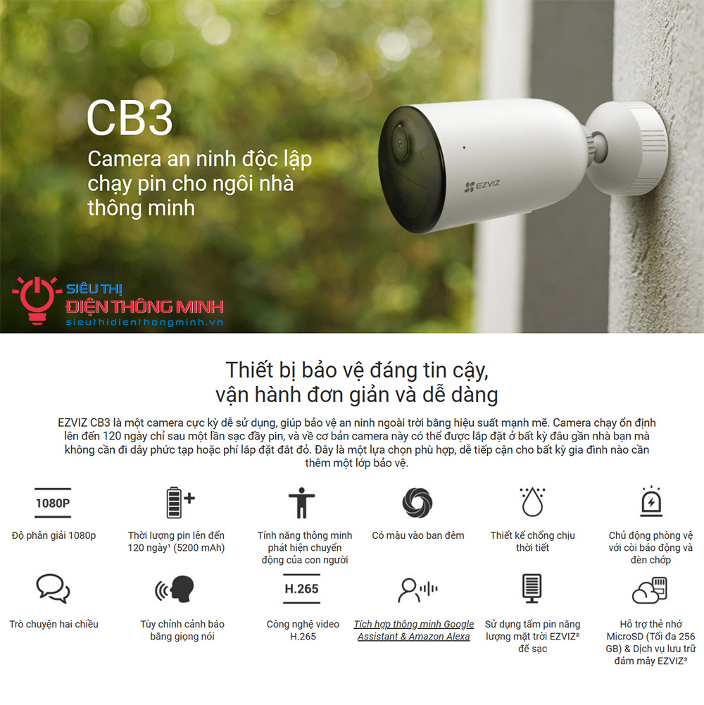 Camera EZVIZ CB3 (Wifi 2MP, PIN 5200mAh) - 2