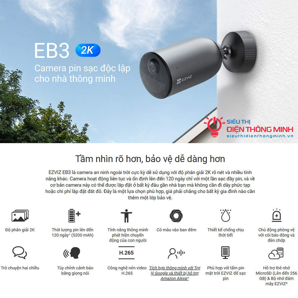 Camera EZVIZ EB3 (Wifi 4MP, PIN 5200mAh) - 2
