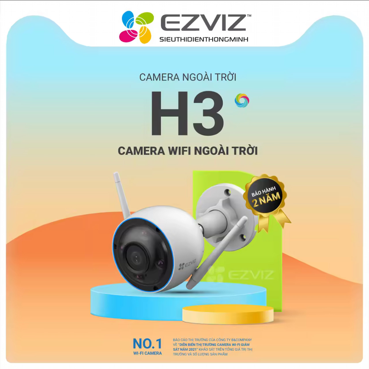 Camera EZVIZ H3 2K (Wifi Thân 3MP, đêm có màu)