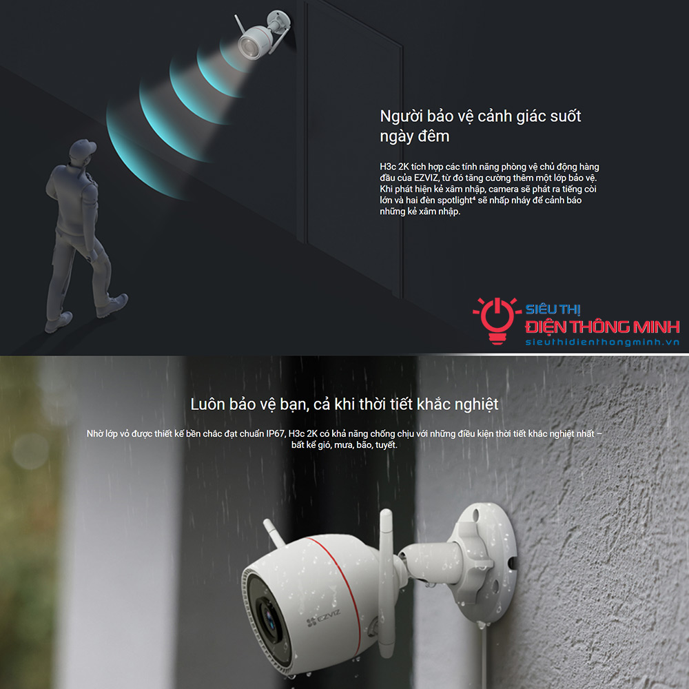 Camera EZVIZ H3c 2K (Wifi Thân 3MP, đêm có màu) - 5