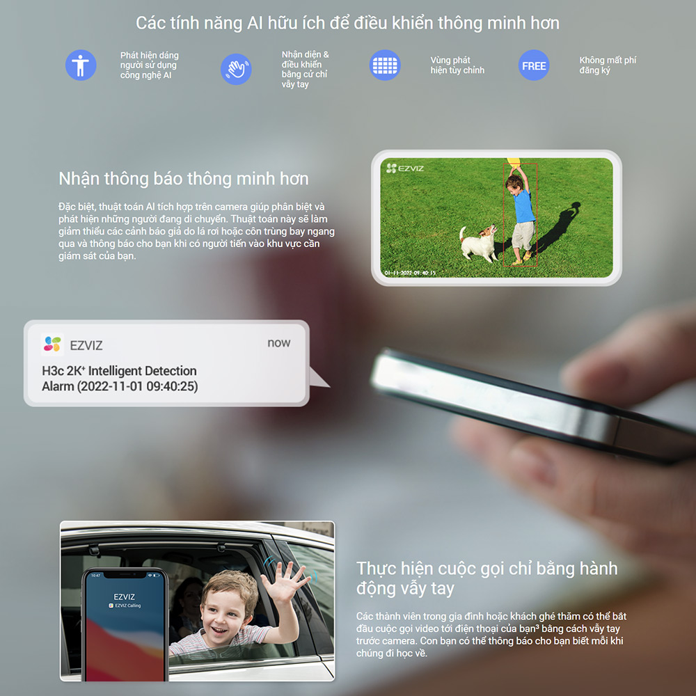 Camera EZVIZ H3c 2K+ (Wifi Thân 4MP, đêm có màu) - 4
