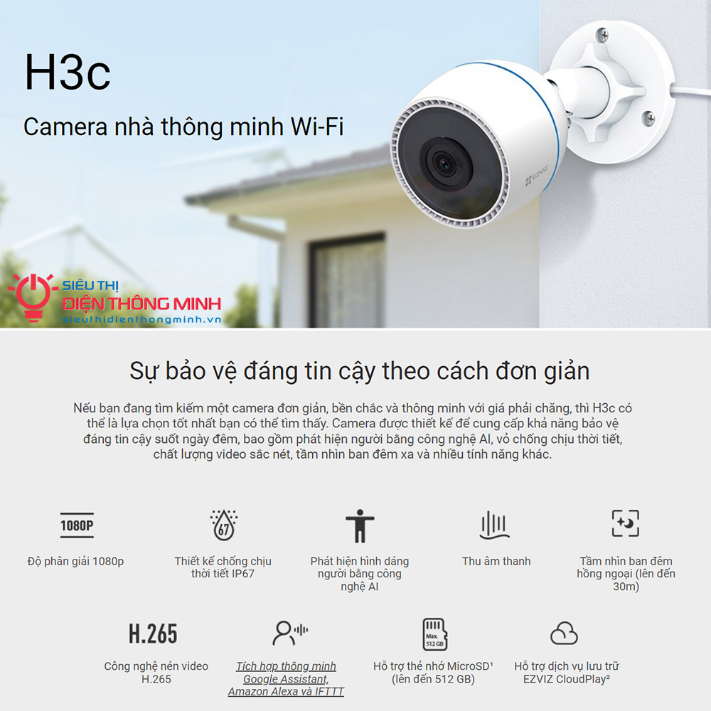 Camera EZVIZ H3c (Wifi Thân 2MP) - 2